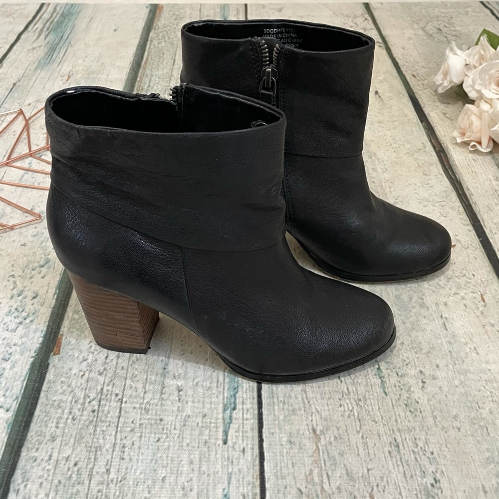 Quad Comfort 7.5 black ankle boots leather neutral minimalist Womens zipper - Picture 3 of 10